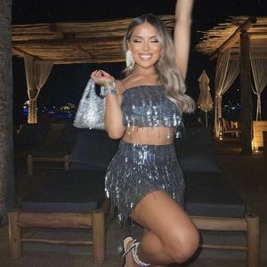 Zara 2pcs Sequin Skort + Crop Top